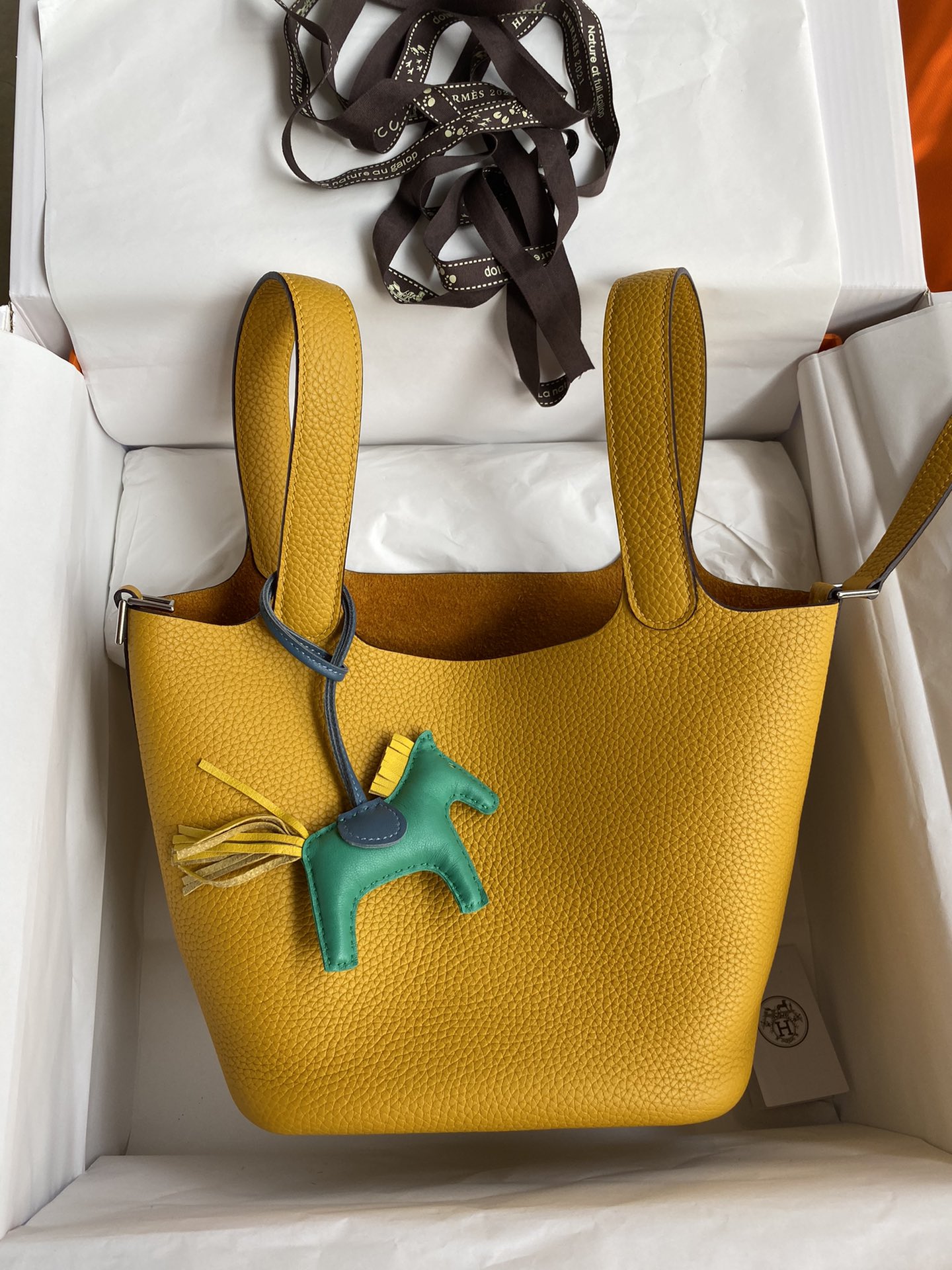 Hermes Picotin Lock 18 Bag In Yellow Amber Clemence Leather